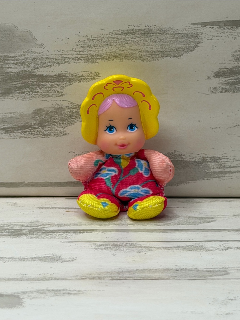 Vintage 1989 Lewis Galoob SO SMALL Babies Mini Beanie Doll Chinese Lily Pattern